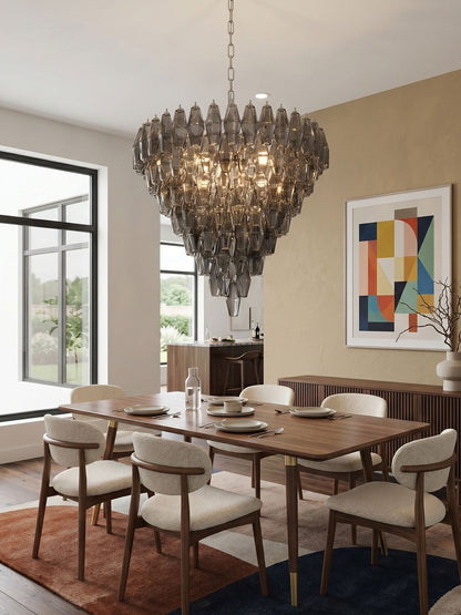 Asti Glass Chandelier - Elegant Design with Adjustable Height & Crysta