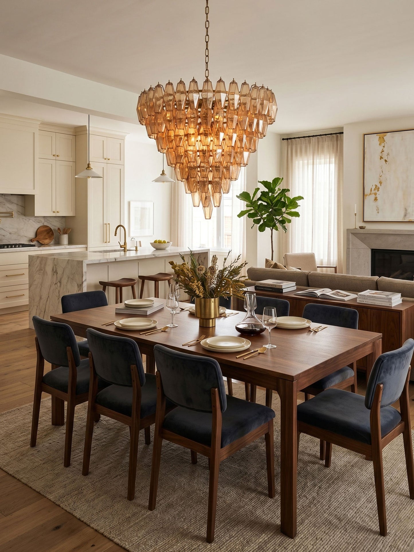 Asti Glass Chandelier - Elegant Design with Adjustable Height & Crysta
