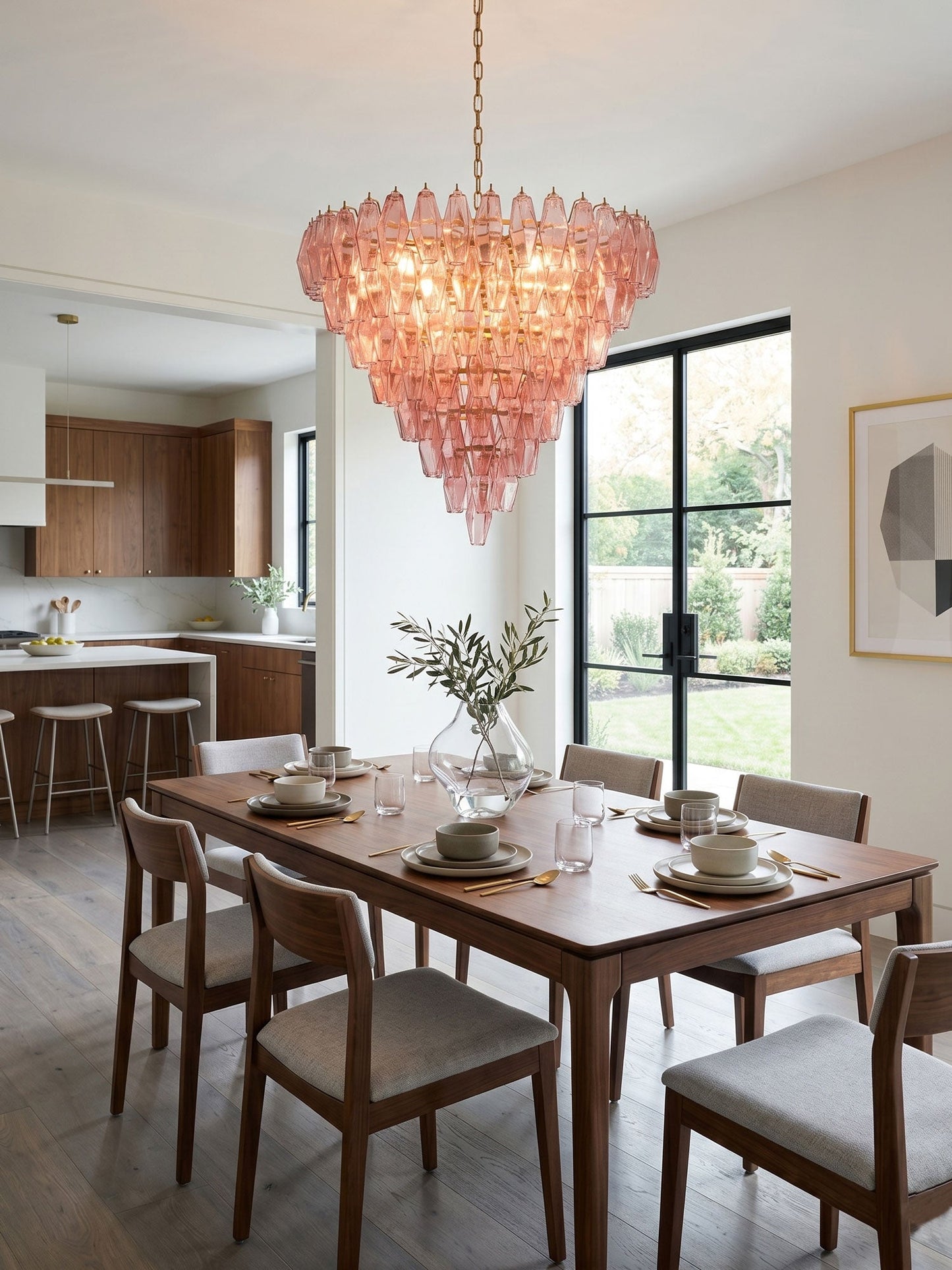 Asti Glass Chandelier - Elegant Design with Adjustable Height & Crysta