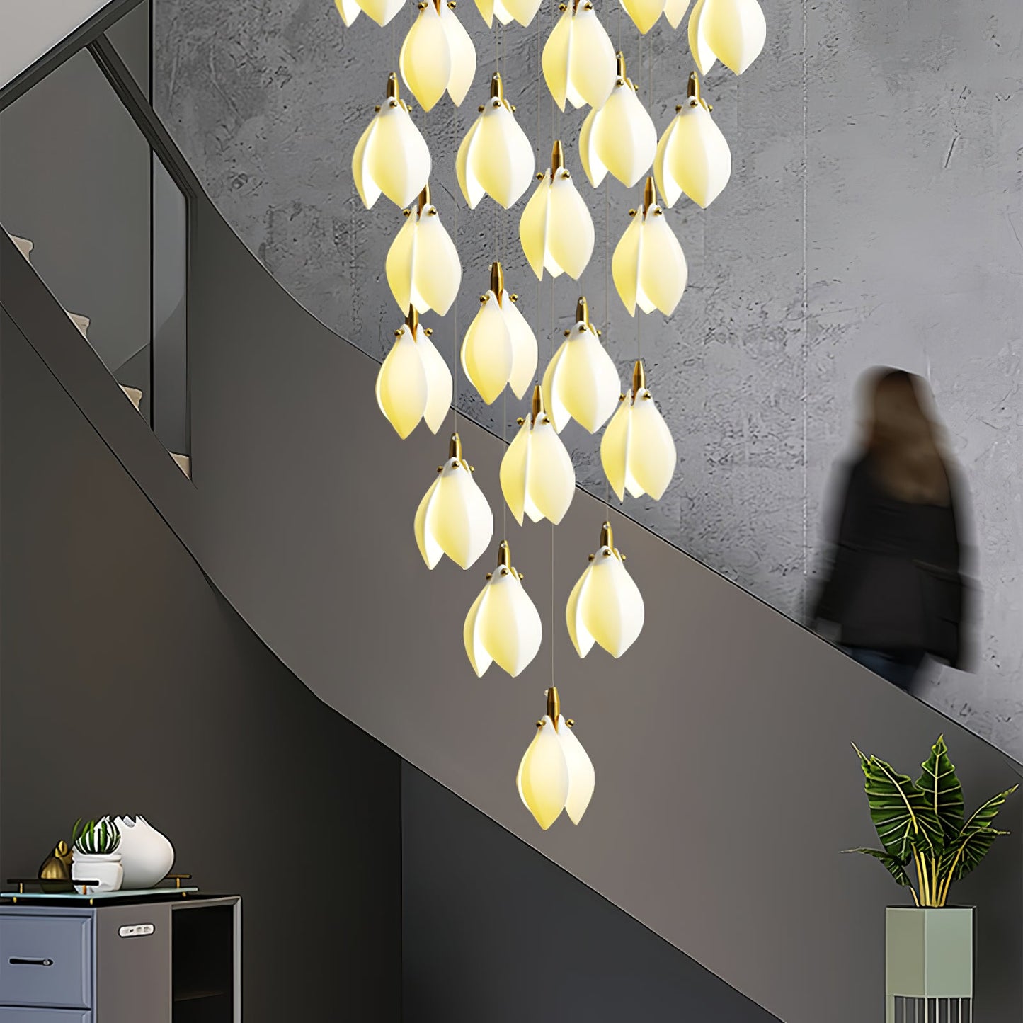 Astralis Bloom Stairs Chandelier - Elegant Design with Adjustable Heig