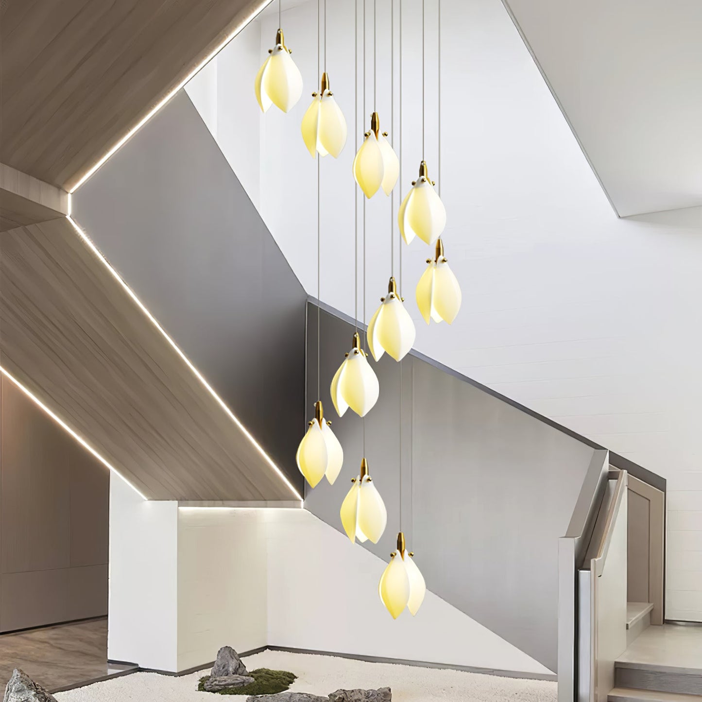 Astralis Bloom Stairs Chandelier - Elegant Design with Adjustable Heig