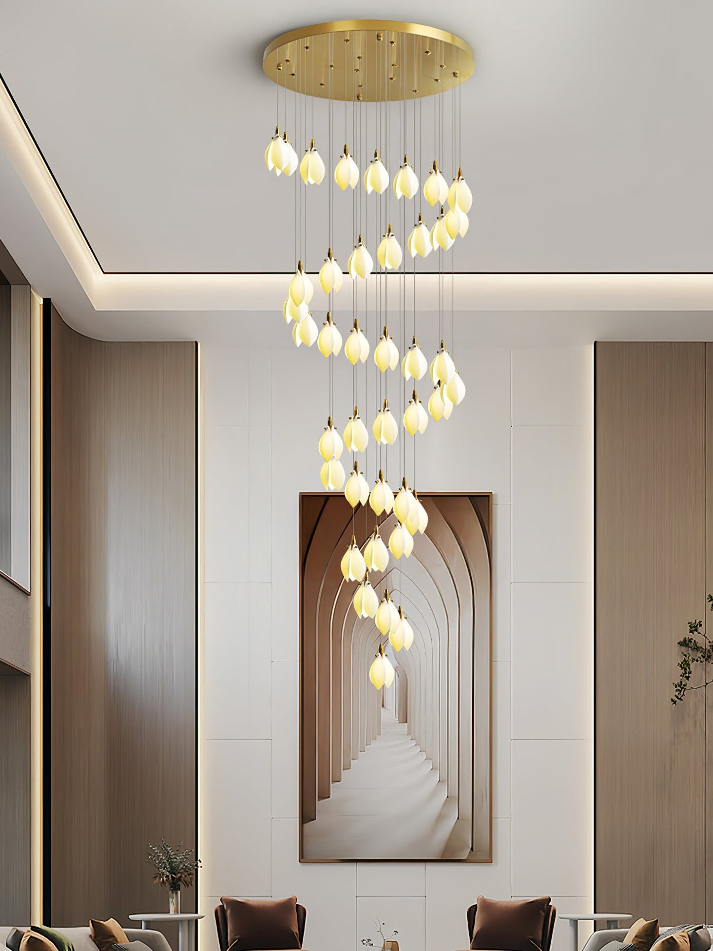 Astralis Bloom Stairs Chandelier - Elegant Design with Adjustable Heig