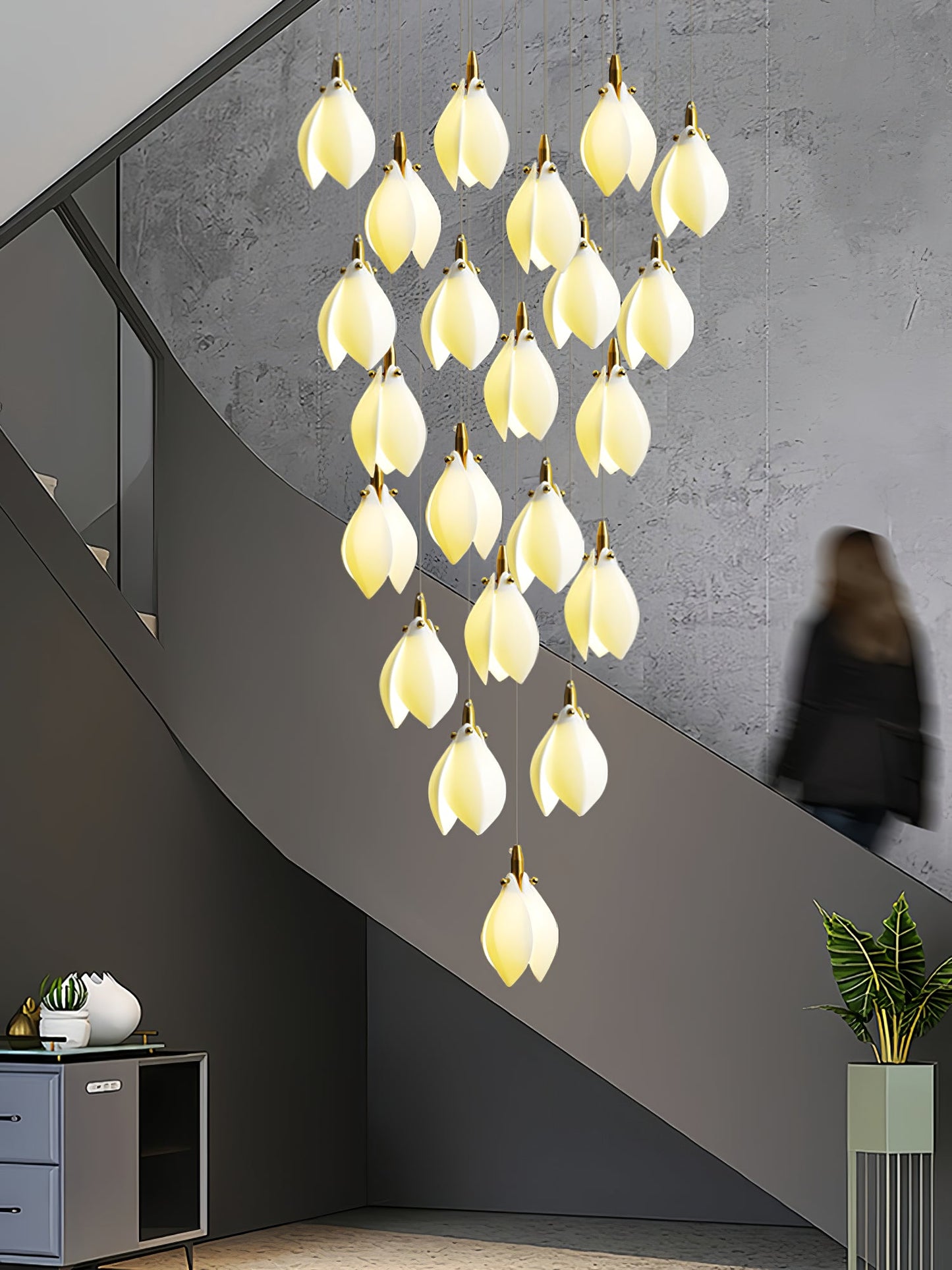 Astralis Bloom Stairs Chandelier - Elegant Design with Adjustable Heig