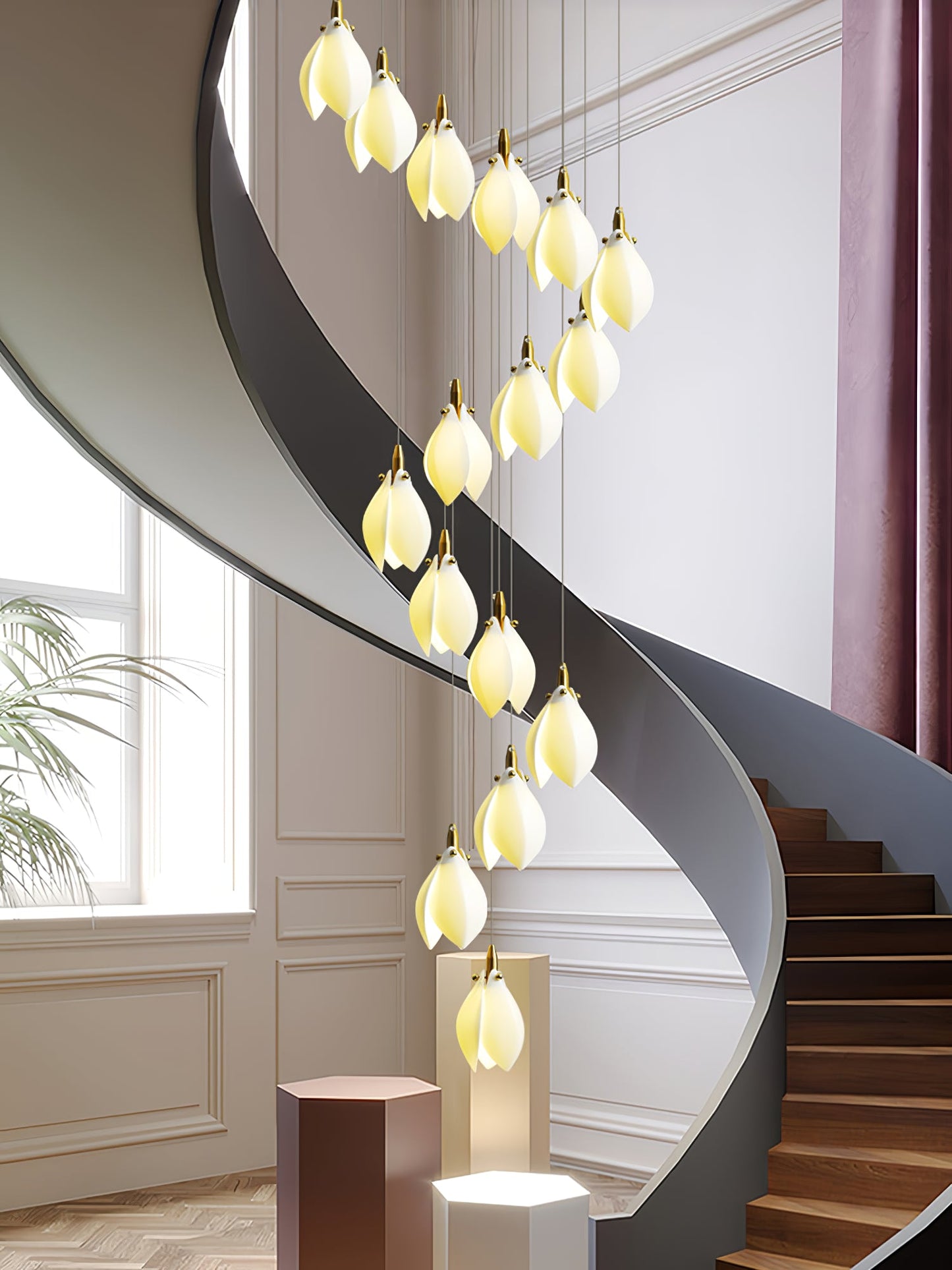 Astralis Bloom Stairs Chandelier - Elegant Design with Adjustable Heig