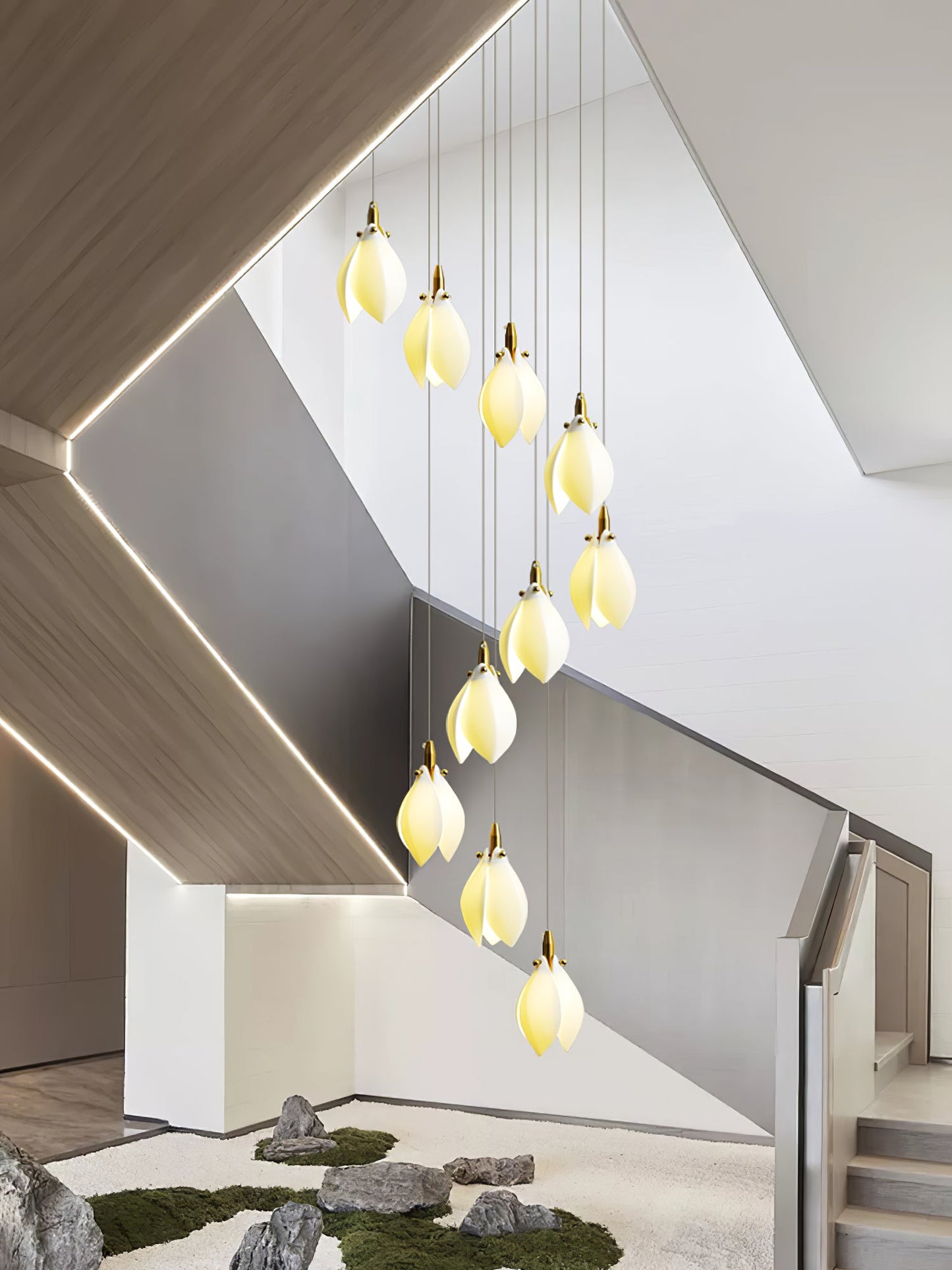 Astralis Bloom Stairs Chandelier - Elegant Design with Adjustable Heig