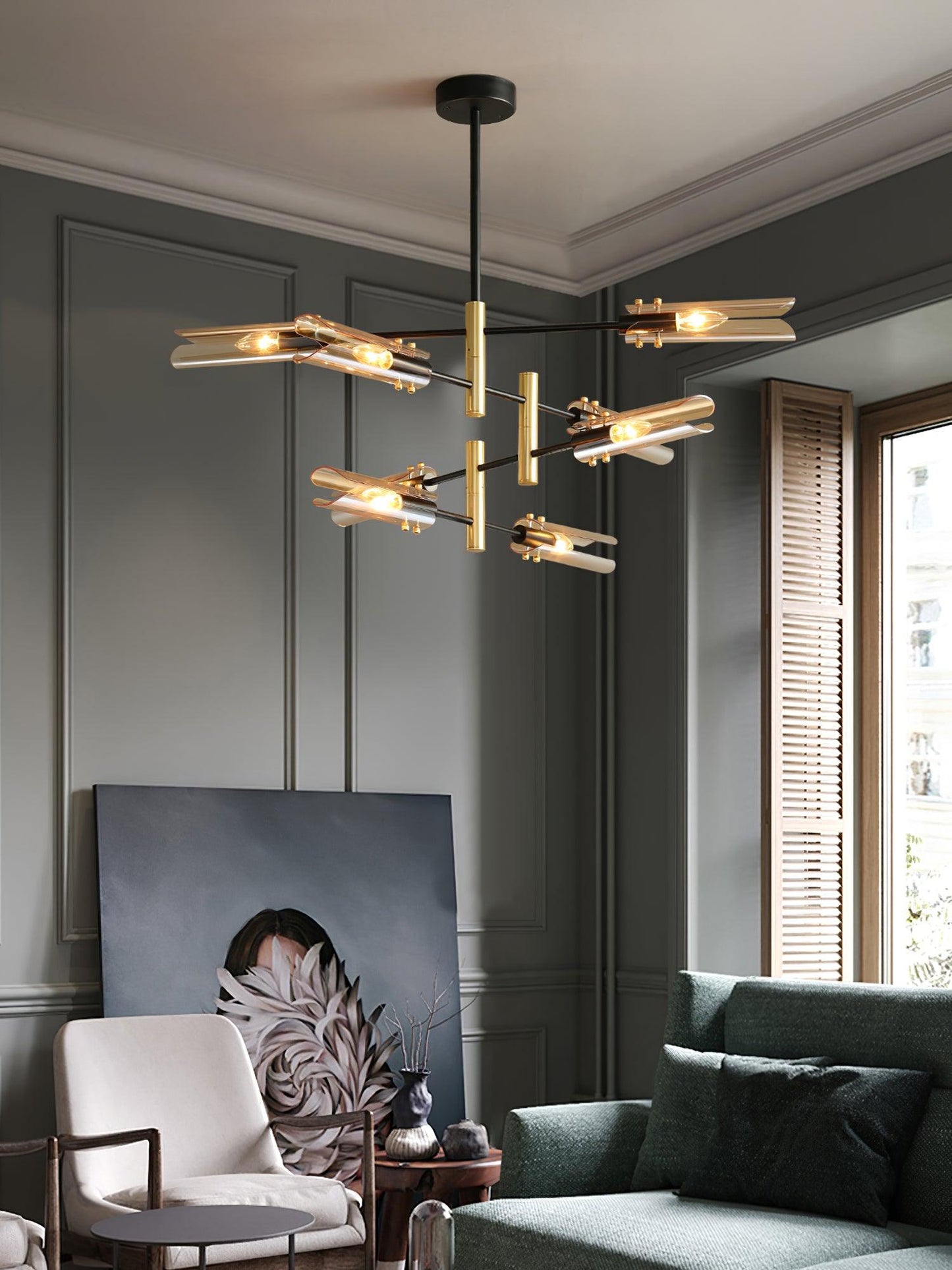 Astrid Double Chandelier - Elegant Design with Adjustable Height & LED