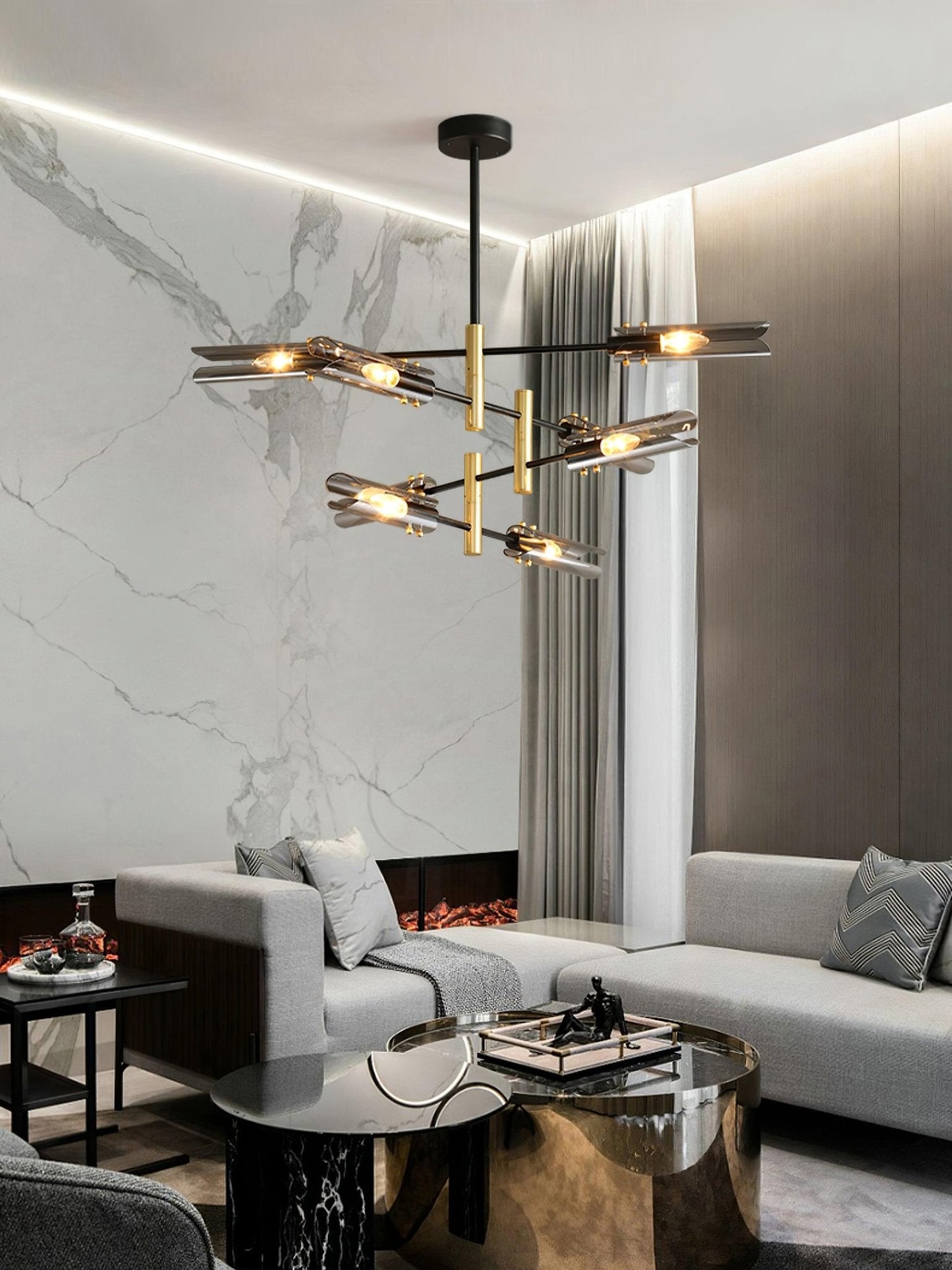 Astrid Double Chandelier - Elegant Design with Adjustable Height & LED