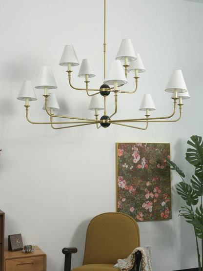 Astris Brass Chandelier - Elegant Lighting with Adjustable Arms & LED