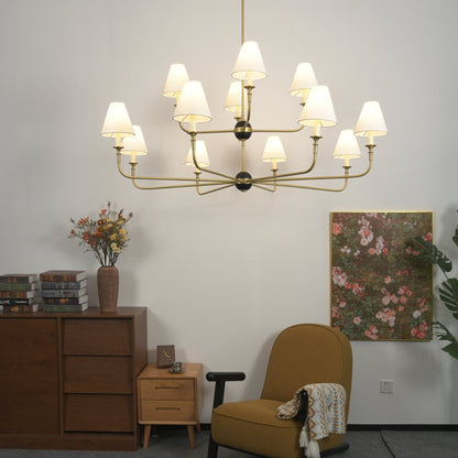 Astris Brass Chandelier - Elegant Lighting with Adjustable Arms & LED