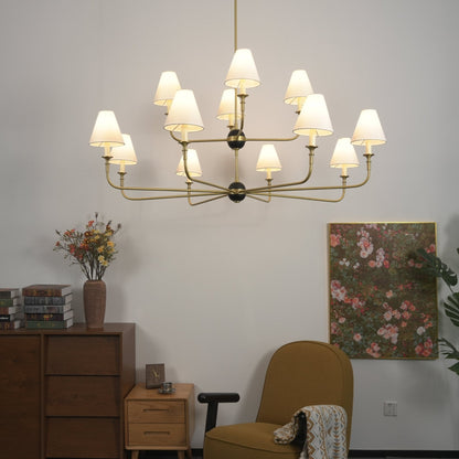 Astris Brass Chandelier - Elegant Lighting with Adjustable Arms & LED