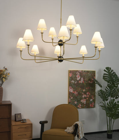 Astris Brass Chandelier - Elegant Lighting with Adjustable Arms & LED