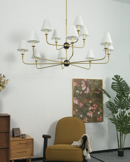 Astris Brass Chandelier - Elegant Lighting with Adjustable Arms & LED