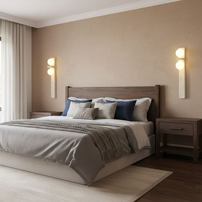 Asymmetrical Travertine Wall Sconce - Elegant Design & Soft Ambient Li