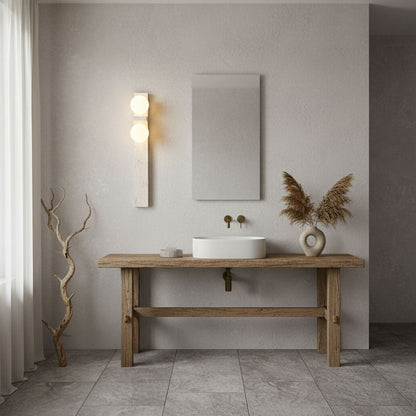Asymmetrical Travertine Wall Sconce - Elegant Design & Soft Ambient Li