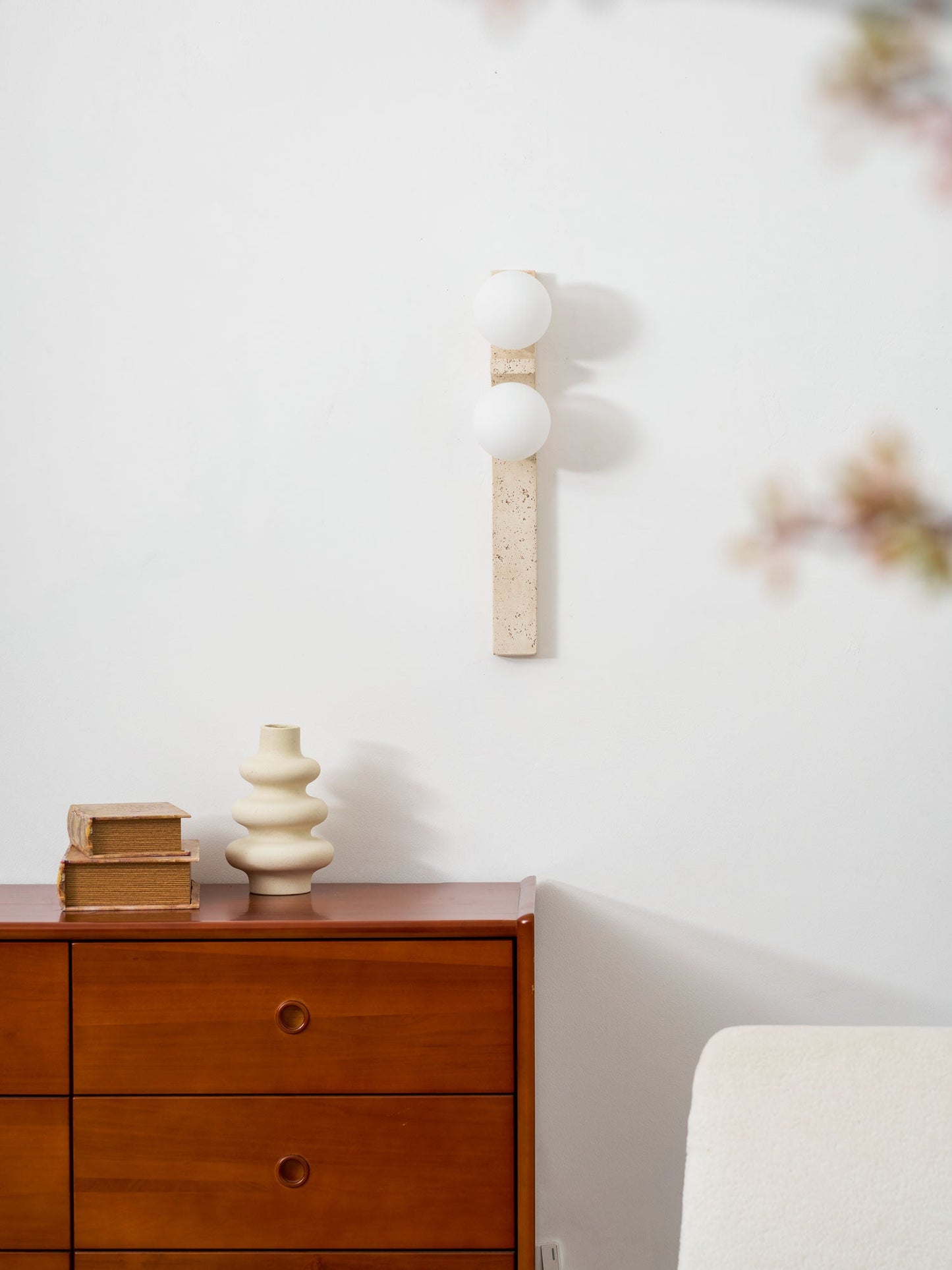 Asymmetrical Travertine Wall Sconce - Elegant Design & Soft Ambient Li