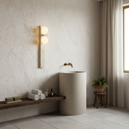 Asymmetrical Travertine Wall Sconce - Elegant Design & Soft Ambient Li