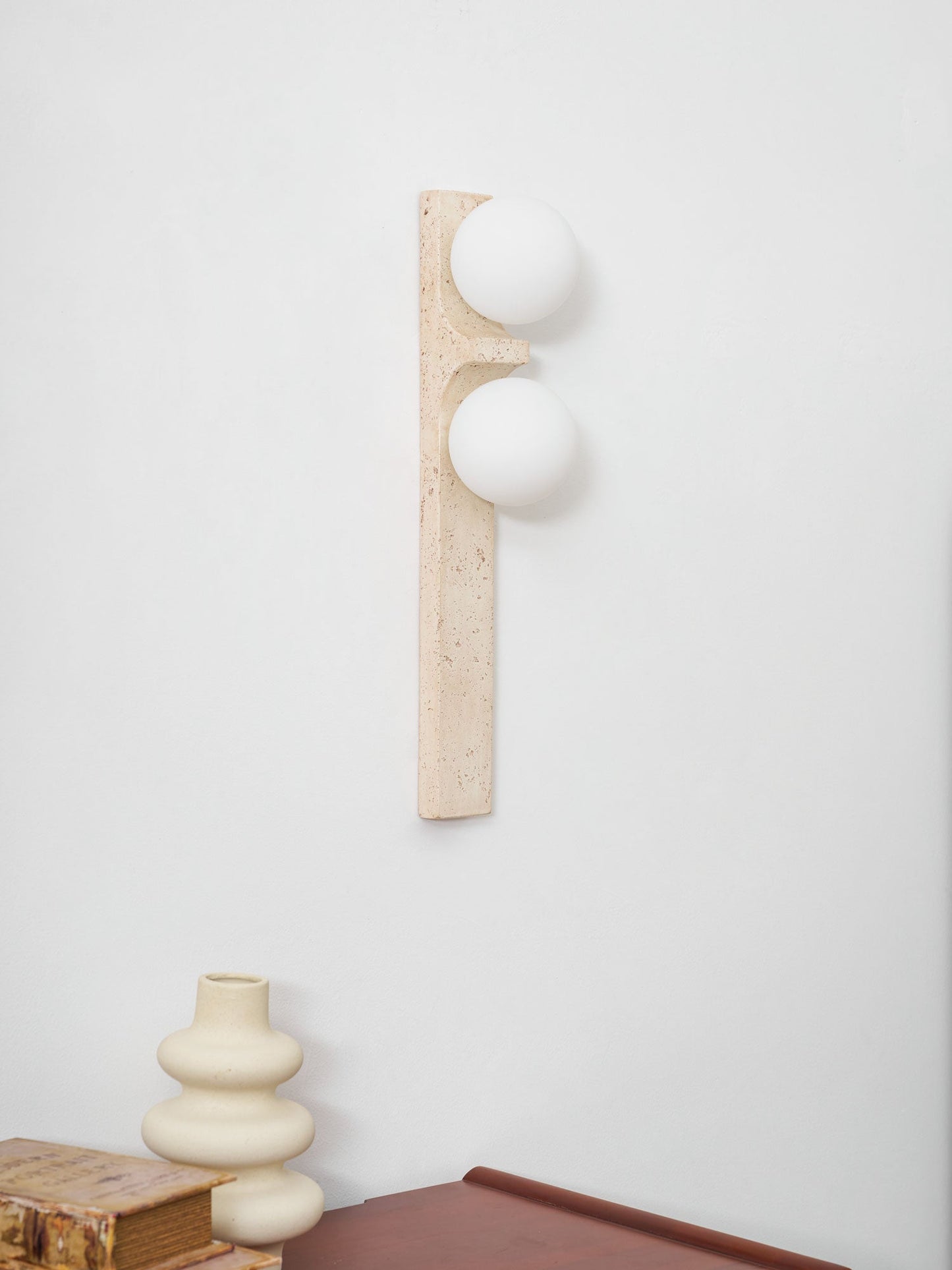 Asymmetrical Travertine Wall Sconce - Elegant Design & Soft Ambient Li
