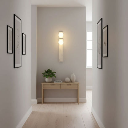 Asymmetrical Travertine Wall Sconce - Elegant Design & Soft Ambient Li