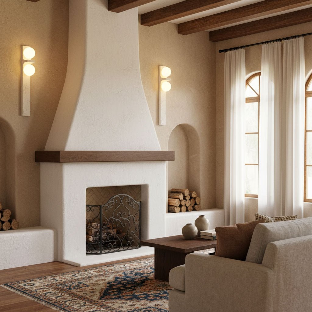 Asymmetrical Travertine Wall Sconce - Elegant Design & Soft Ambient Li