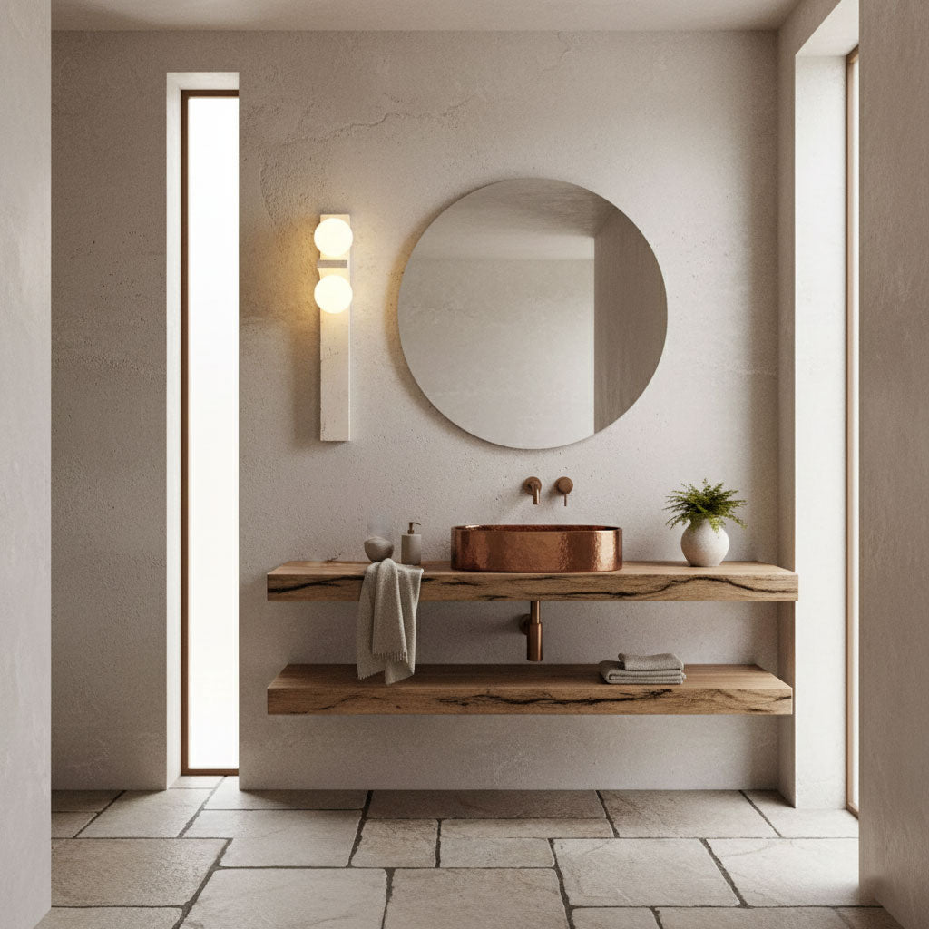 Asymmetrical Travertine Wall Sconce - Elegant Design & Soft Ambient Li