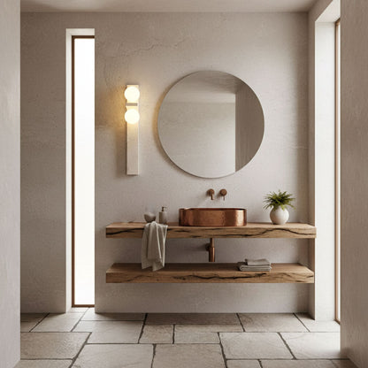 Asymmetrical Travertine Wall Sconce - Elegant Design & Soft Ambient Li