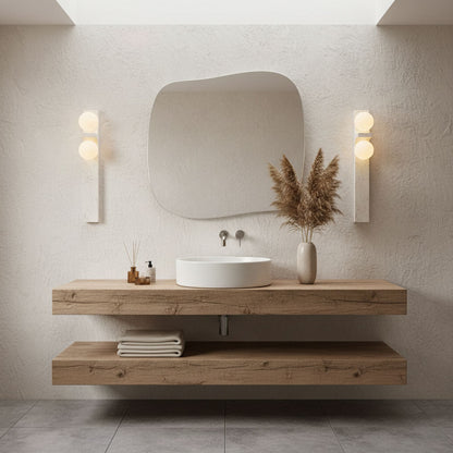 Asymmetrical Travertine Wall Sconce - Elegant Design & Soft Ambient Li