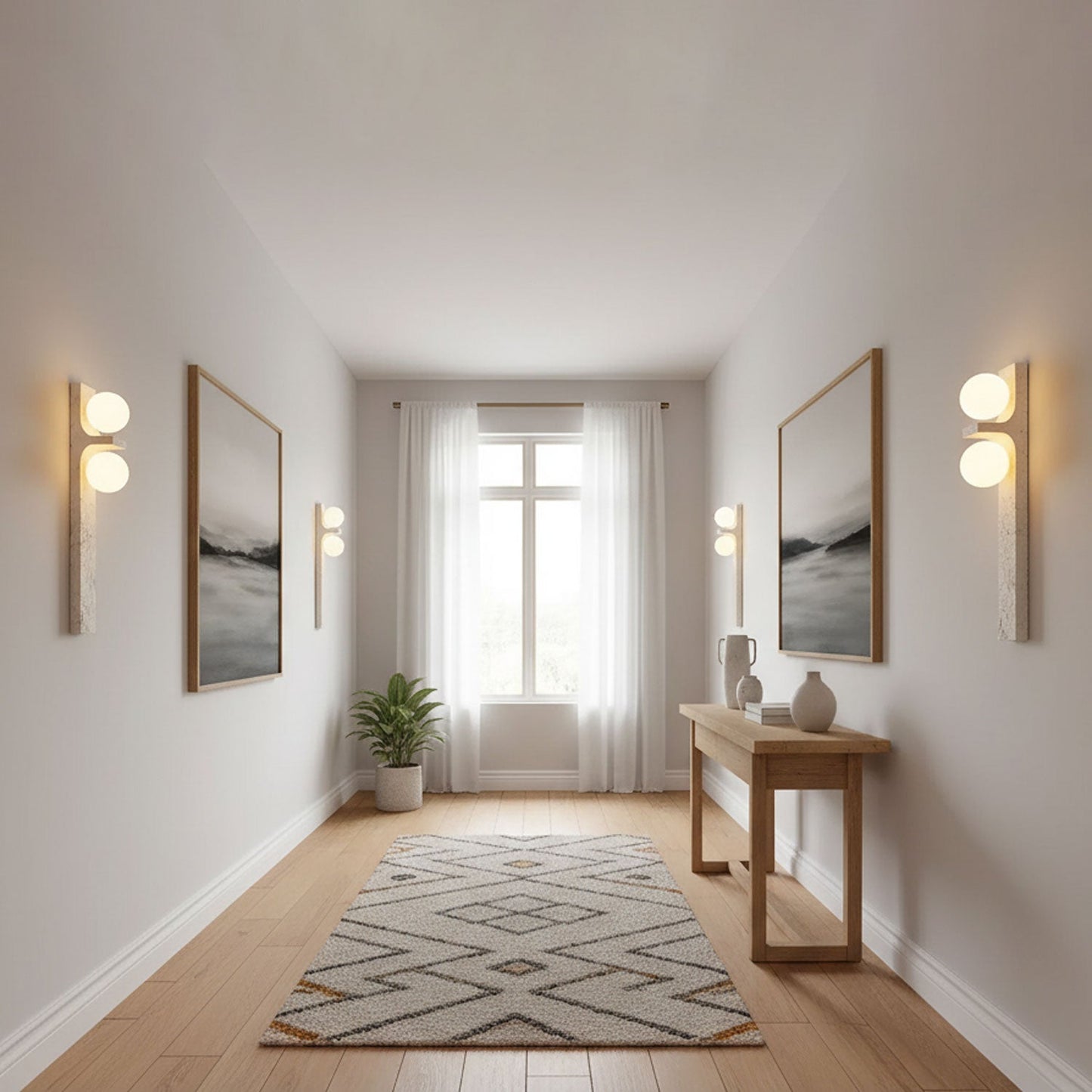 Asymmetrical Travertine Wall Sconce - Elegant Design & Soft Ambient Li