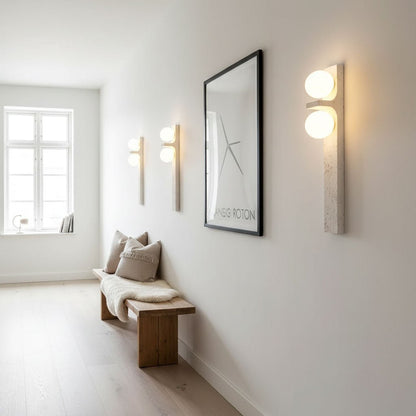 Asymmetrical Travertine Wall Sconce - Elegant Design & Soft Ambient Li