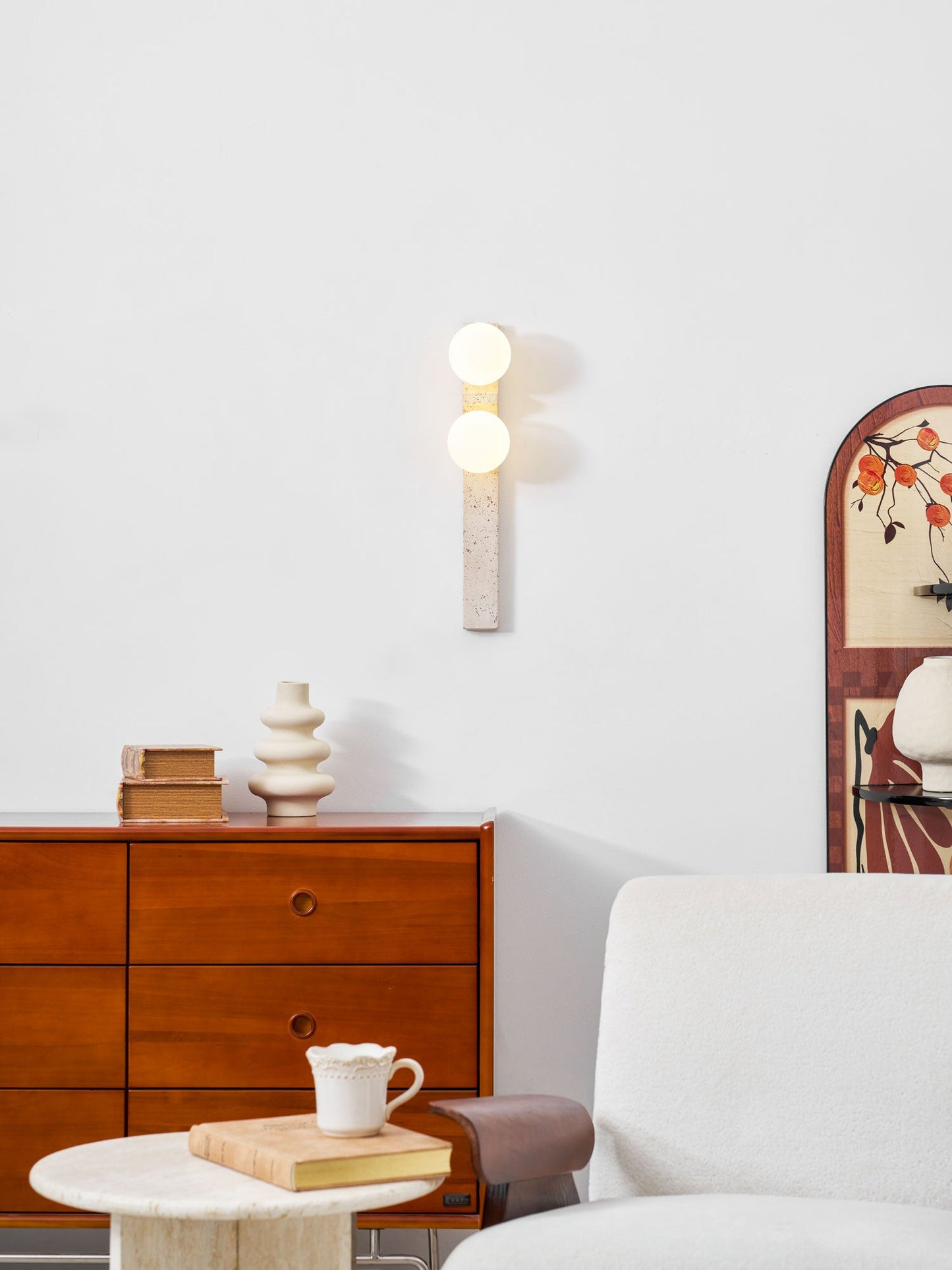 Asymmetrical Travertine Wall Sconce - Elegant Design & Soft Ambient Li