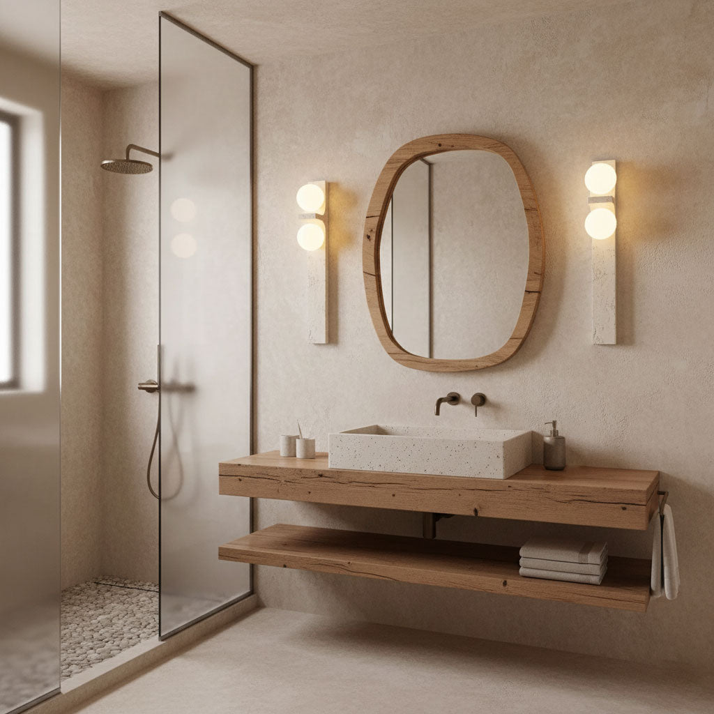 Asymmetrical Travertine Wall Sconce - Elegant Design & Soft Ambient Li