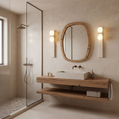 Asymmetrical Travertine Wall Sconce - Elegant Design & Soft Ambient Li