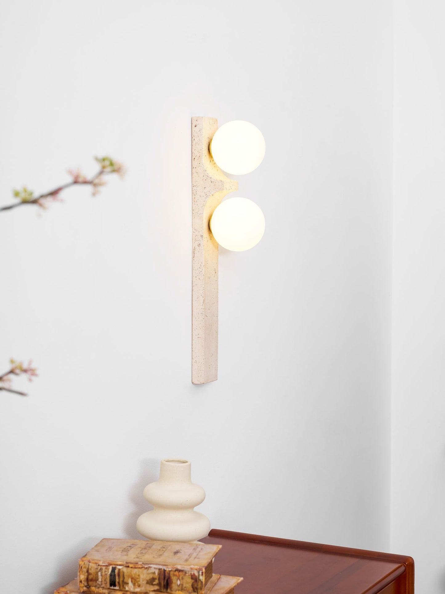 Asymmetrical Travertine Wall Sconce - Elegant Design & Soft Ambient Li