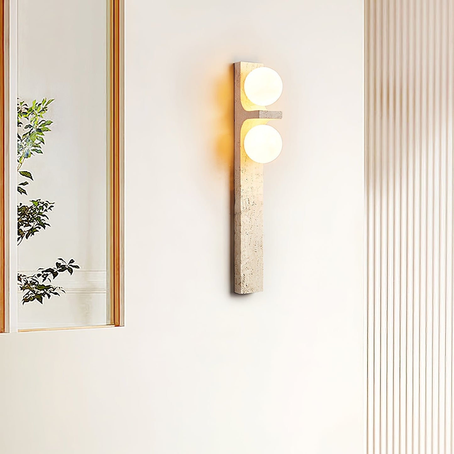 Asymmetrical Travertine Wall Sconce - Elegant Design & Soft Ambient Li