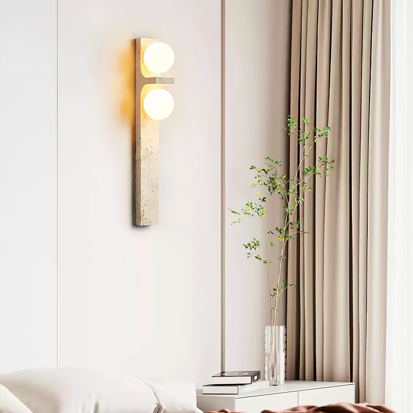 Asymmetrical Travertine Wall Sconce - Elegant Design & Soft Ambient Li