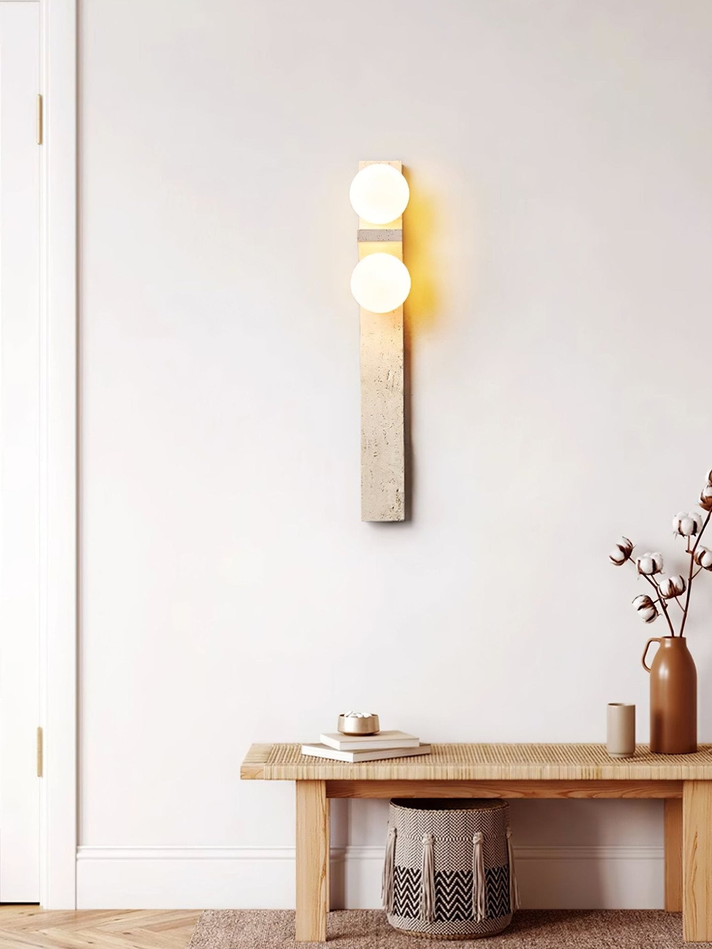 Asymmetrical Travertine Wall Sconce - Elegant Design & Soft Ambient Li