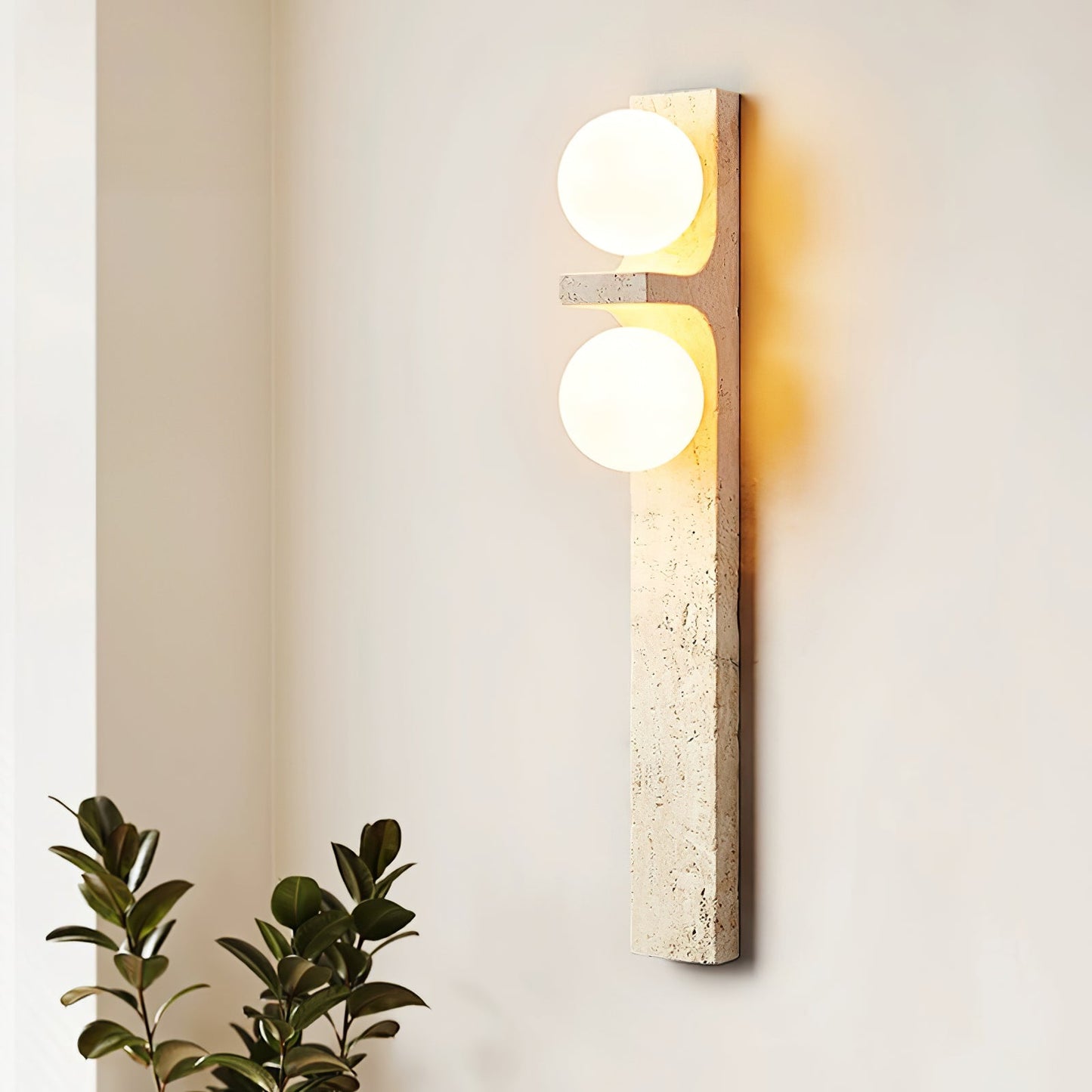Asymmetrical Travertine Wall Sconce - Elegant Design & Soft Ambient Li