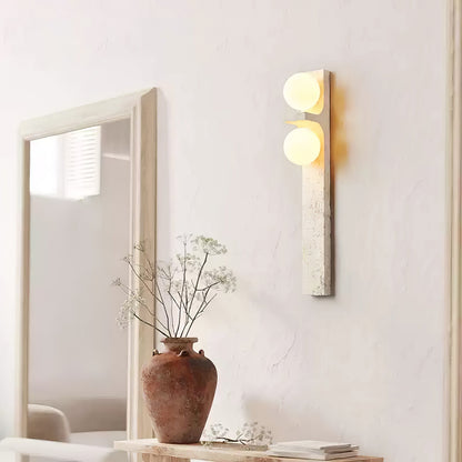 Asymmetrical Travertine Wall Sconce - Elegant Design & Soft Ambient Li
