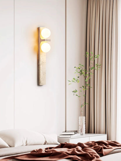 Asymmetrical Travertine Wall Sconce - Elegant Design & Soft Ambient Li
