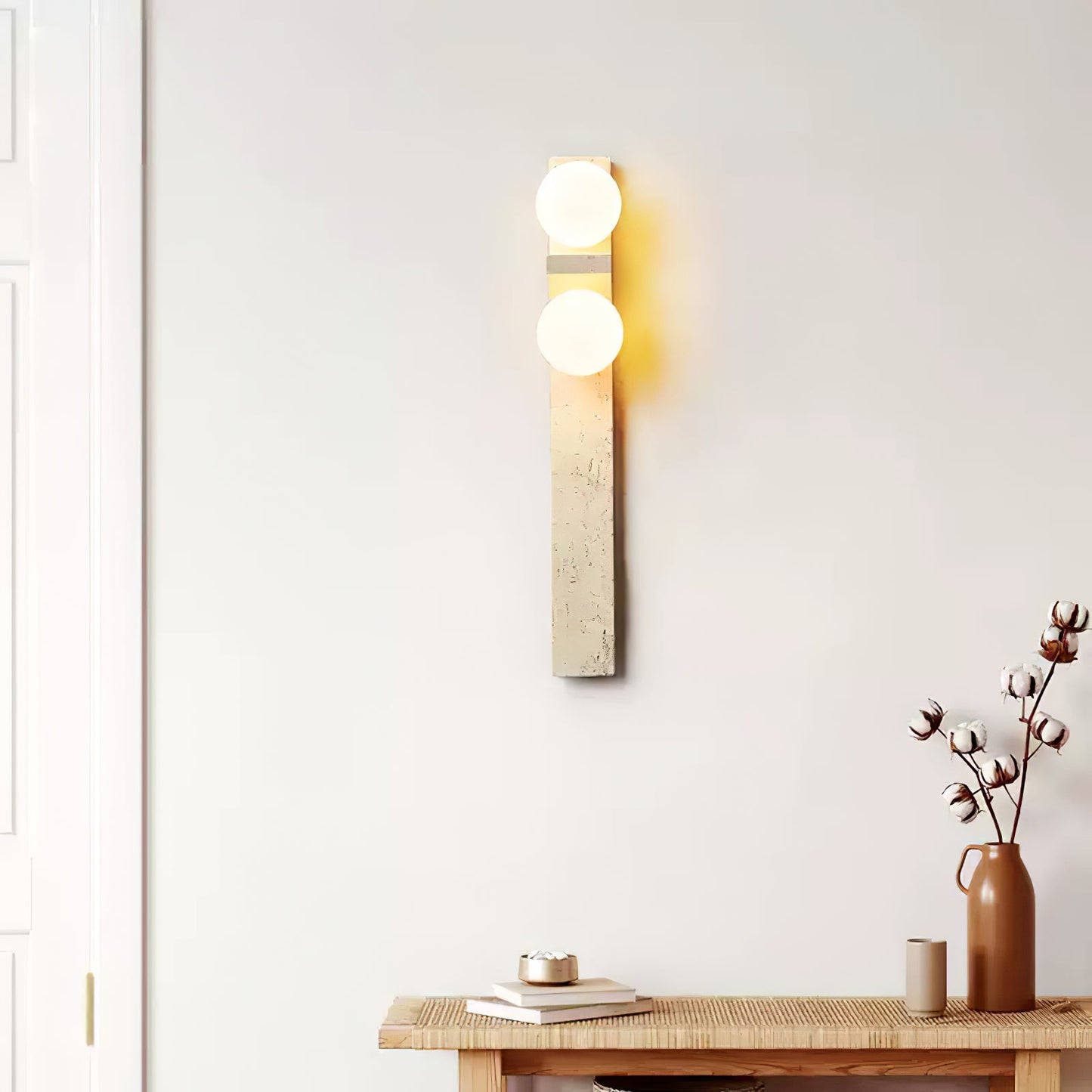 Asymmetrical Travertine Wall Sconce - Elegant Design & Soft Ambient Li