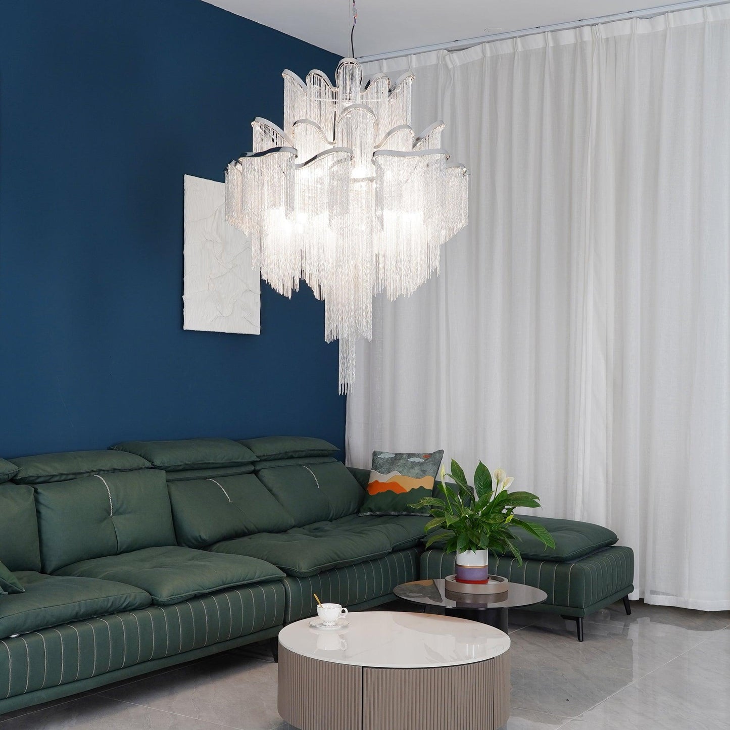 Stream Chain Chandelier - Modern Design with Adjustable Length & LED L
