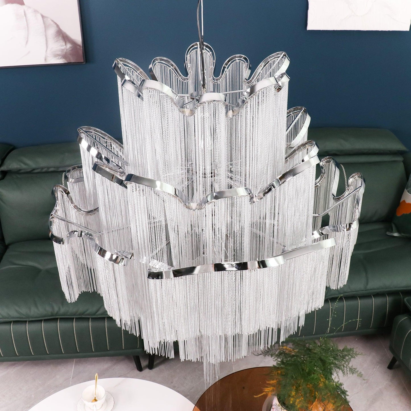 Stream Chain Chandelier - Modern Design with Adjustable Length & LED L