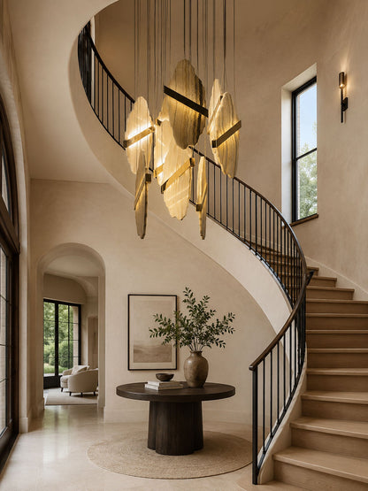 Auralith Alabaster Chandelier - Elegant Lighting with Adjustable Heigh