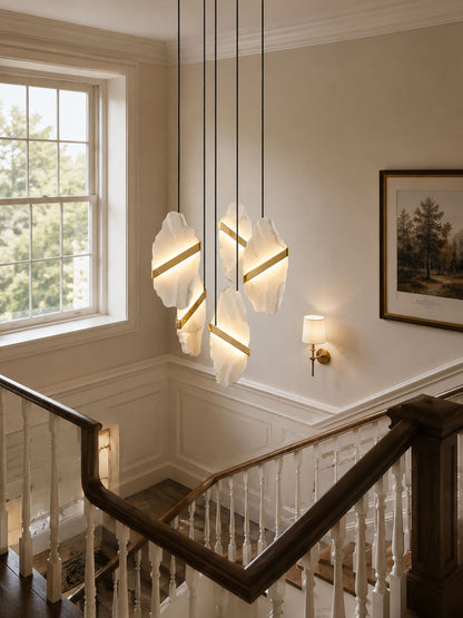 Auralith Alabaster Chandelier - Elegant Lighting with Adjustable Heigh