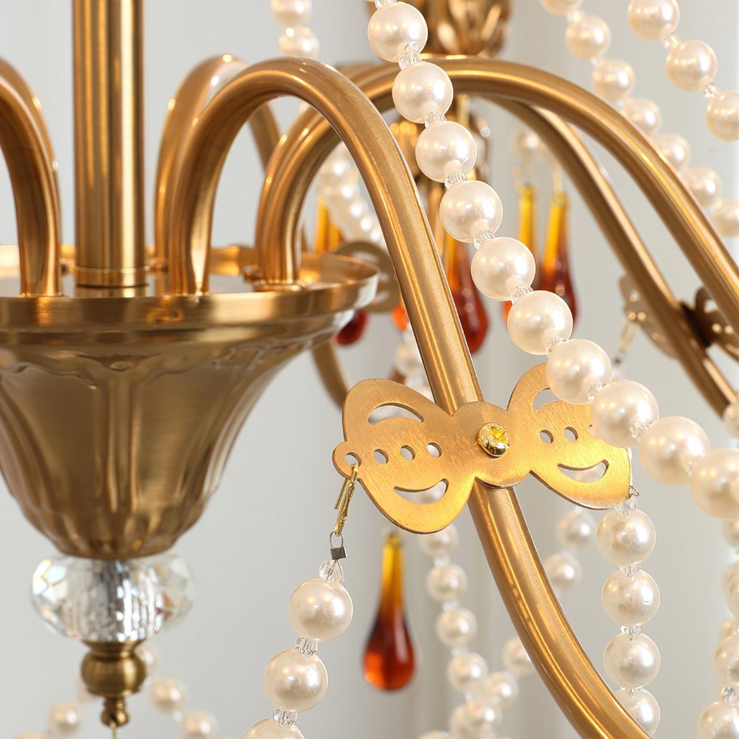 Aureate Amber Crystal Chandelier with Dimmable LED Lights & Elegance