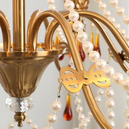 Aureate Amber Crystal Chandelier with Dimmable LED Lights & Elegance