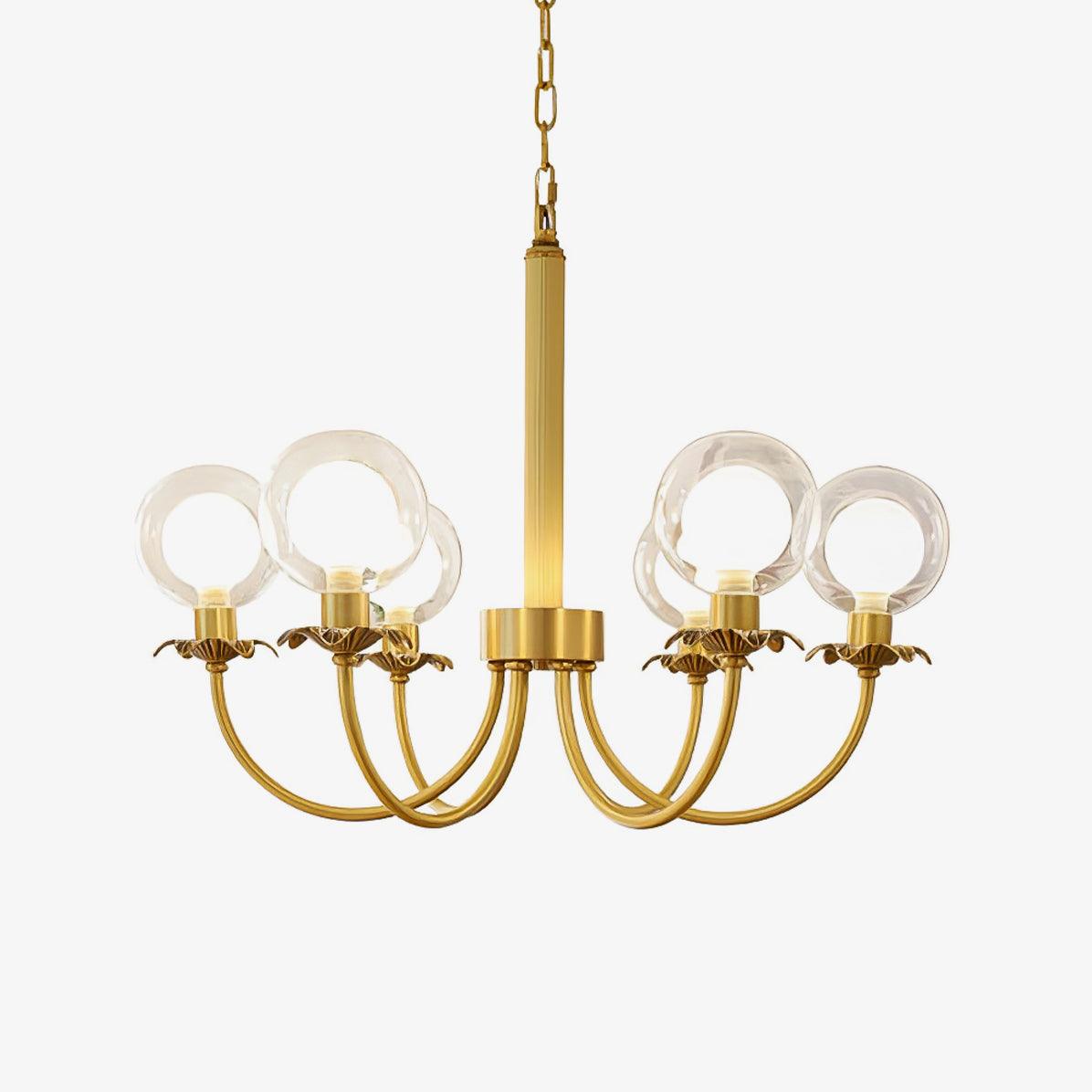 Aureate Radiance Glass Chandelier - Elegant Design, Adjustable Height