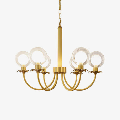 Aureate Radiance Glass Chandelier - Elegant Design, Adjustable Height