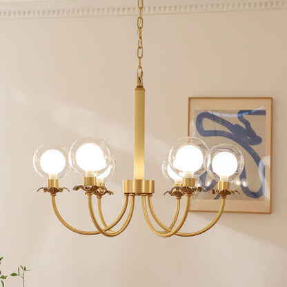 Aureate Radiance Glass Chandelier - Elegant Design, Adjustable Height