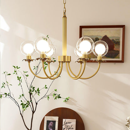 Aureate Radiance Glass Chandelier - Elegant Design, Adjustable Height