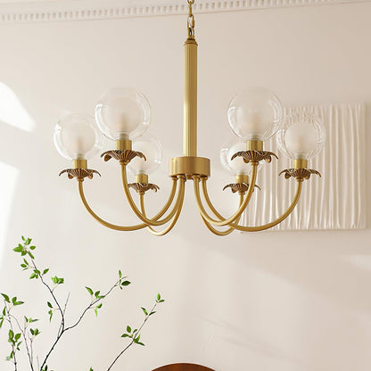 Aureate Radiance Glass Chandelier - Elegant Design, Adjustable Height